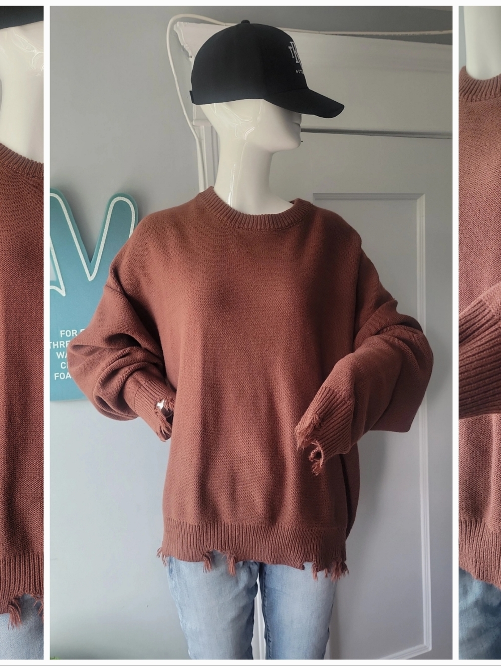 Distressed Crewneck Sweater
